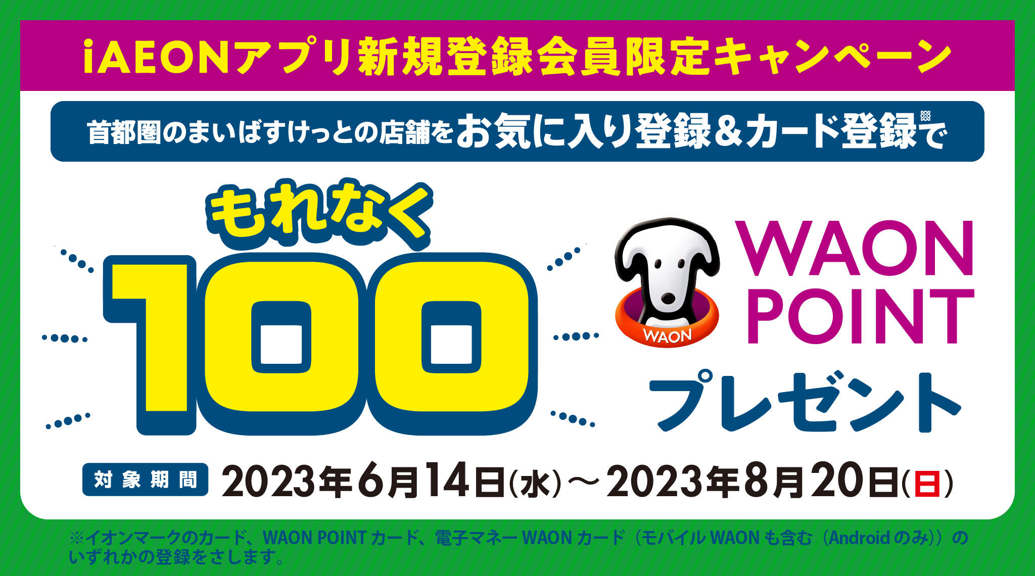 もれなく100WAON POINTもらえる！新規登録キャンペーン