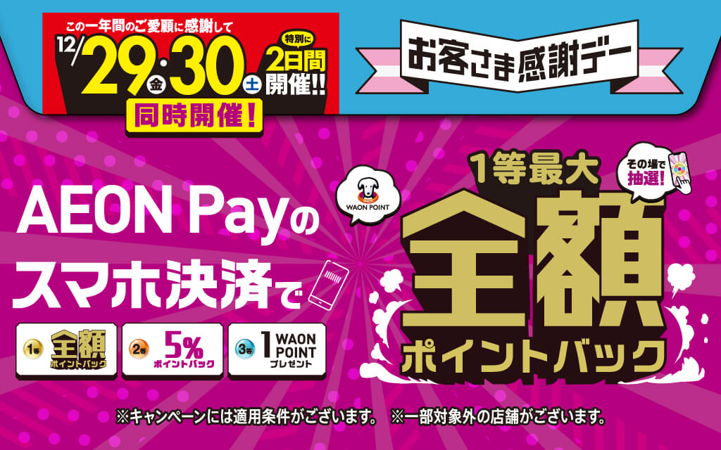 100人に1人全額ポイントバック！12月29日、30日は連続感謝デールーレットにチャレンジ！