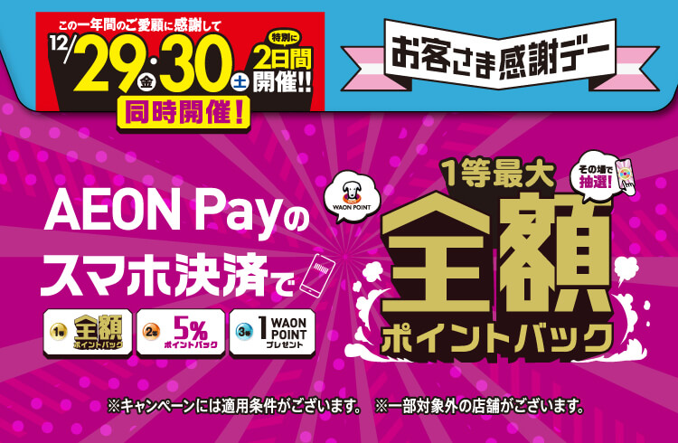 100人に1人全額ポイントバック！12月29日、30日は連続感謝デールーレットにチャレンジ！