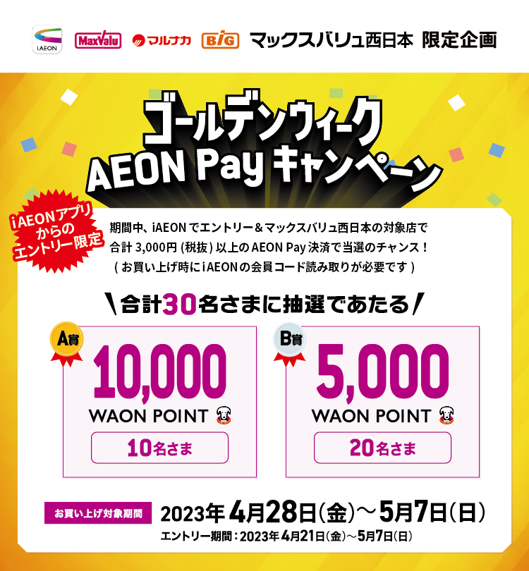 要エントリー！MV西日本限定、AEON Pay で WAON POINTあたる