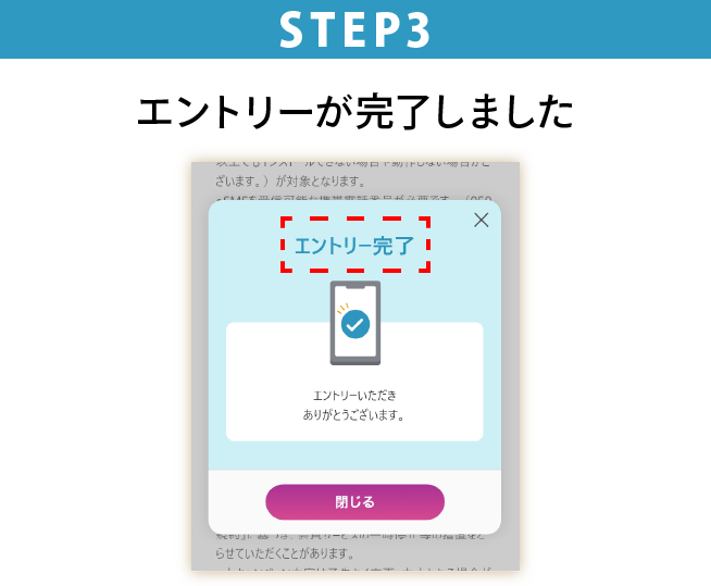 STEP3 エントリーが完了しました