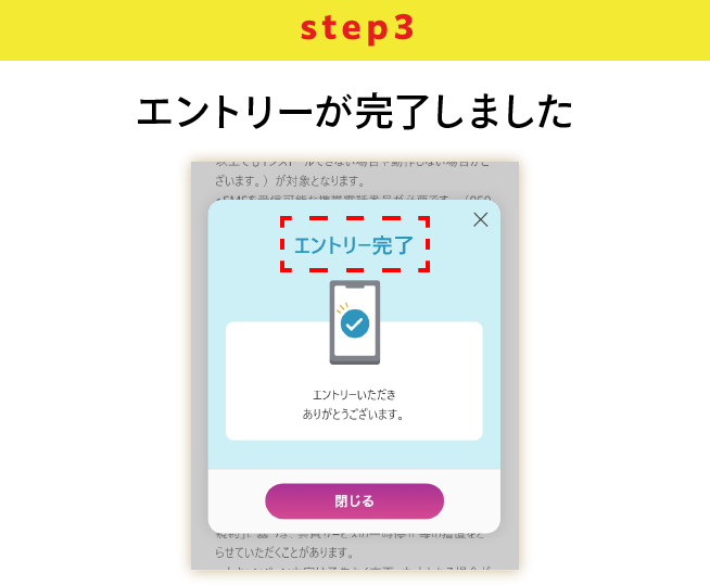 STEP3 エントリーが完了しました