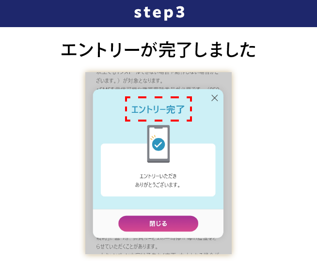 STEP3 エントリーが完了しました