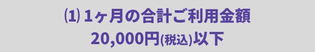 ⑴ 1ヶ月の合計ご利用金額20,000円(税込)以下
